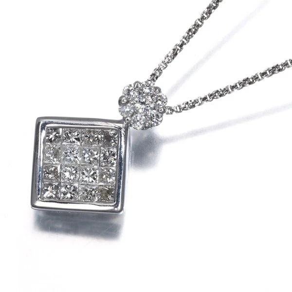 DIAMOND NECKLACE 18K 750 WHITE GOLD: Diamond Necklace 18K 750 White Gold Brand: Unbranded Type/Style: Necklace Material: 18K 750 White Gold, Main Stone Natural Color: White Gold Size: Necklace length: 45cm AdjUS table to short length wit