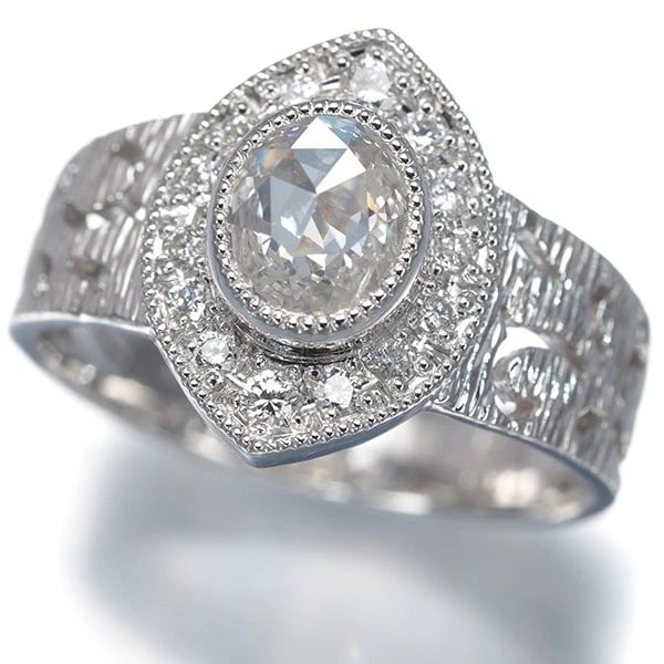 DIAMOND ROSE-CUT OPENWORK RING 18K 750 WHITE GOLD: Diamond Rose-cut Openwork Ring 18K 750 White Gold Brand: Unbranded Type/Style: Ring Material: 18K 750 White Gold, Main Stone Natural Color: White Gold Size: US 7 Accessories: None Accessor