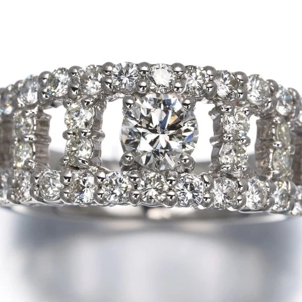 DIAMOND OPENWORK RING 900 PLATINUM - 2