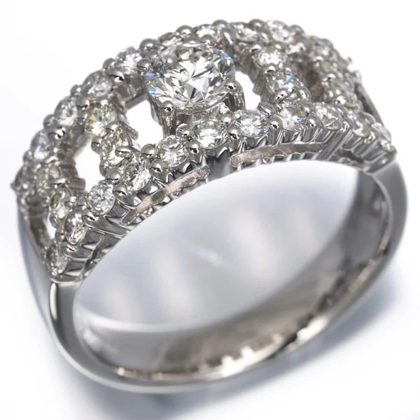 DIAMOND OPENWORK RING 900 PLATINUM - 3