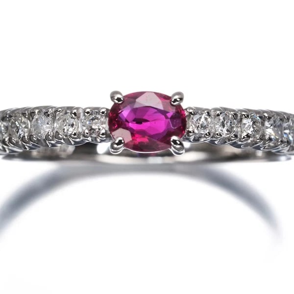 RUBY DIAMOND RING 900 PLATINUM - 2