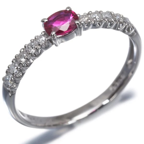 RUBY DIAMOND RING 900 PLATINUM - 3