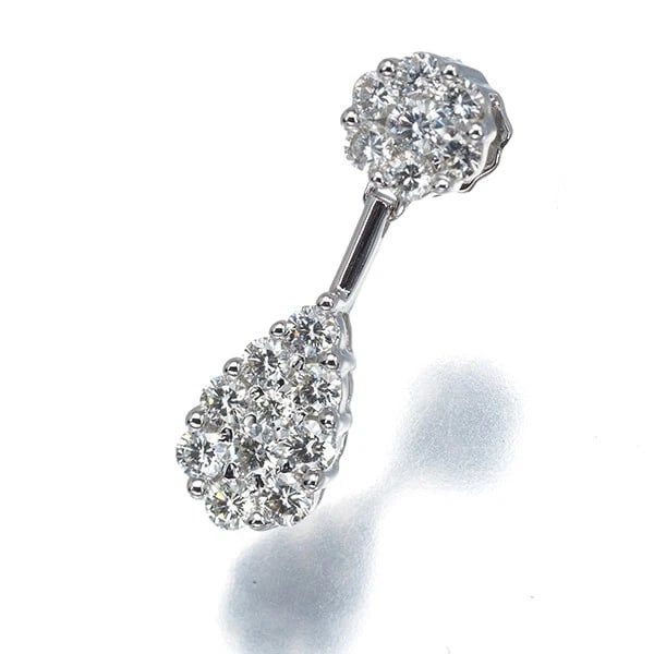 DIAMOND PAVED TEARDROP DROP PENDANT 18K 750 WHITE GOLD: Diamond Paved Teardrop Drop Pendant 18K 750 White Gold Brand: Unbranded Type/Style: Pendant Material: 900 Platinum, Main Stone Natural Color: Platinum Size: Design size: 19.7 x 5.8mmBail inner