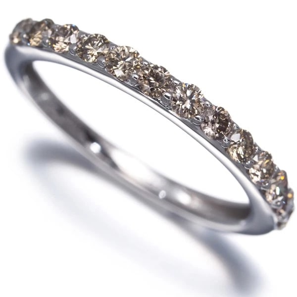 BROWN DIAMOND HALF ETERNITY RING 18K 750 WHITE GOLD: Brown Diamond Half Eternity Ring 18K 750 White Gold Brand: Unbranded Type/Style: Ring Material: 18K 750 White Gold, Main Stone Natural Color: White Gold Size: US 6 Accessories: None Access