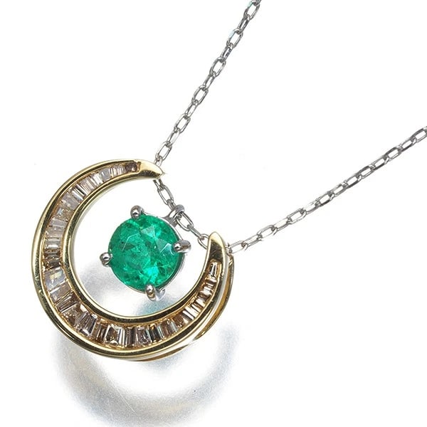 EMERALD DIAMOND 3WAY NECKLACE 18K YG/PT 950: Emerald Diamond 3WAY Necklace 18K YG/Pt 950 Brand: None Type/Style: Necklace Material: 18K YG/Pt 950, Main Stone Natural Color: YG Pt Size: Necklace length: 45cmAdjUS table to short length with an ext