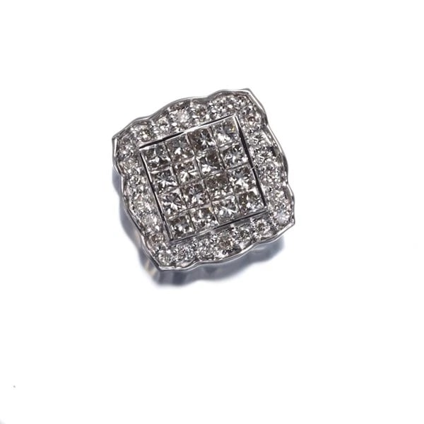 DIAMOND PRINCESS-CUT PENDANT 18K 750 WHITE GOLD (1 of 2)