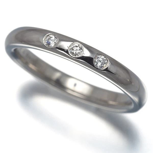 TIFFANY&CO. DIAMOND STACKING BAND 3P RING PT 950: Tiffany&Co. Diamond Stacking Band 3P Ring Pt 950 Brand: Tiffany & Co. Type/Style: Ring Material: Pt 950, Main Stone Natural Color: Platinum Size: US 6 Accessories: None Accessories Notice: