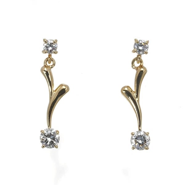 DIAMOND DROP 2P EARRINGS 18K 750 YELLOW GOLD (1 of 3)