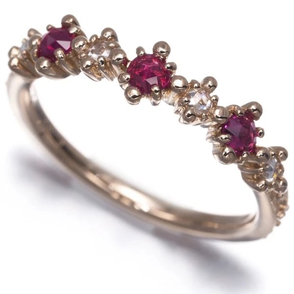 SIRENA AZZURRO RUBY DIAMOND ROSE-CUT RING 18K RG: Sirena Azzurro Ruby Diamond Rose-cut Ring 18K RG Brand: Sirena Azzurro Type/Style: Ring Material: 18K RG, Main Stone Natural Color: Rose Gold Size: US 4.75 Accessories: None Accessories No