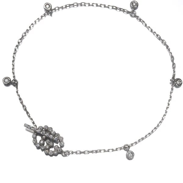 GUCCI DIAMOND GG RUNNING STATION LARIAT BRACELET 18K 750 WHITE GOLD (1 of 2)