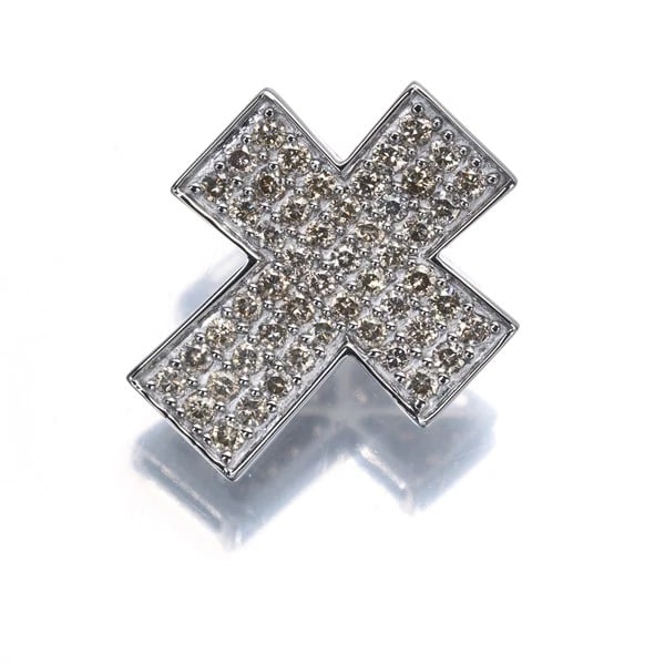 LIGHT BROWN DIAMOND CROSS PAVED PENDANT 18K 750 WHITE GOLD: Light Brown Diamond Cross Paved Pendant 18K 750 White Gold Brand: Unbranded Type/Style: Pendant Material: 18K 750 White Gold, Main Stone Natural Color: White Gold Size: Design size: 17.7 x 14.8mm Bail