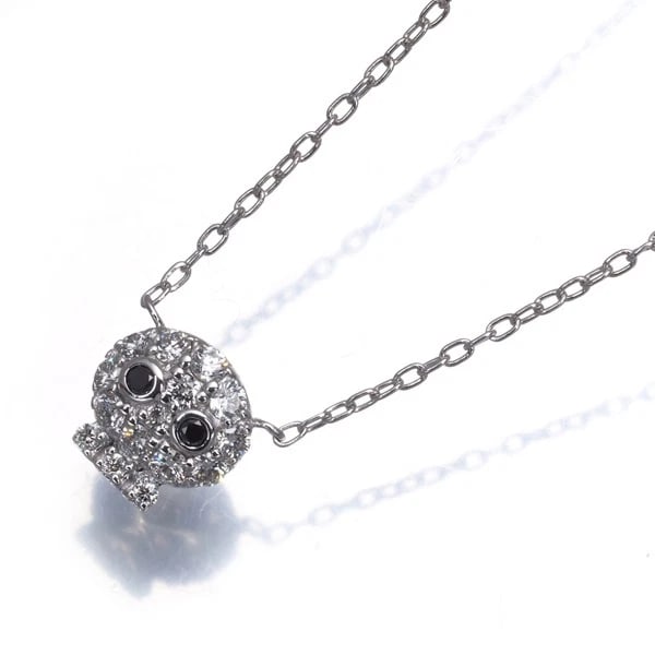 PONTE VECCHIO BLACK&CLEAR DIAMOND SKULL NECKLACE 18K WG: Ponte Vecchio Black&Clear Diamond Skull Necklace 18K WG Brand: Ponte Vecchio Type/Style: Necklace Material: 18K WG, Main Stone Natural Color: White Gold Size: Necklace length: 36 / 40cm Pendant size: 