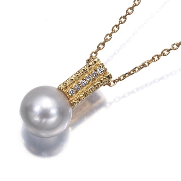 MIKIMOTO PERLITA AKOYA PEARL DIAMOND NECKLACE 18K YG: Mikimoto PERLITA Akoya Pearl Diamond Necklace 18K YG Brand: MIKIMOTO PERLITA Type/Style: Necklace Material: 18K YG, Main Stone CULTURED Color: Yellow Gold Size: Necklace length: 40cm Pendant size Tota