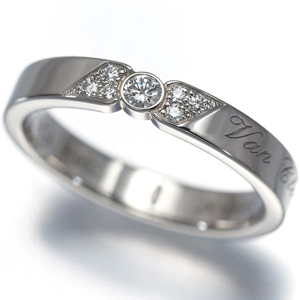 VAN CLEEF & ARPELS DIAMOND SIGNATURE RING 950 PLATINUM: Van Cleef & Arpels Diamond Signature Ring 950 Platinum Brand: Van Cleef & Arpels Type/Style: Ring Material: 950 Platinum, Main Stone Natural Color: Platinum Size: US 4.5 Accessories: None