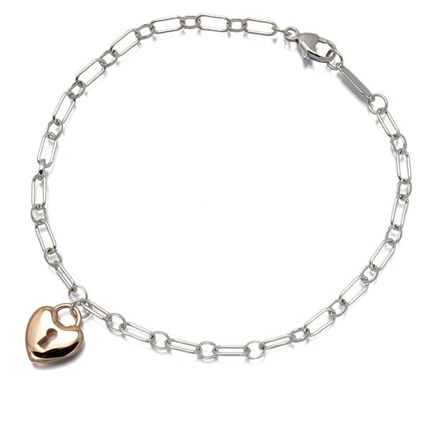 TIFFANY&CO. HEARTLOCK BRACELET 925 STERLING SILVER/18K 750 ROSE GOLD: Tiffany&Co. HeartLock Bracelet 925 Sterling Silver/18K 750 Rose Gold Brand: Tiffany & Co. Type/Style: Bracelet Material: 925 Sterling Silver/18K 750 Rose Gold, Color: 2 Tone Gold Size: Inner circumfer