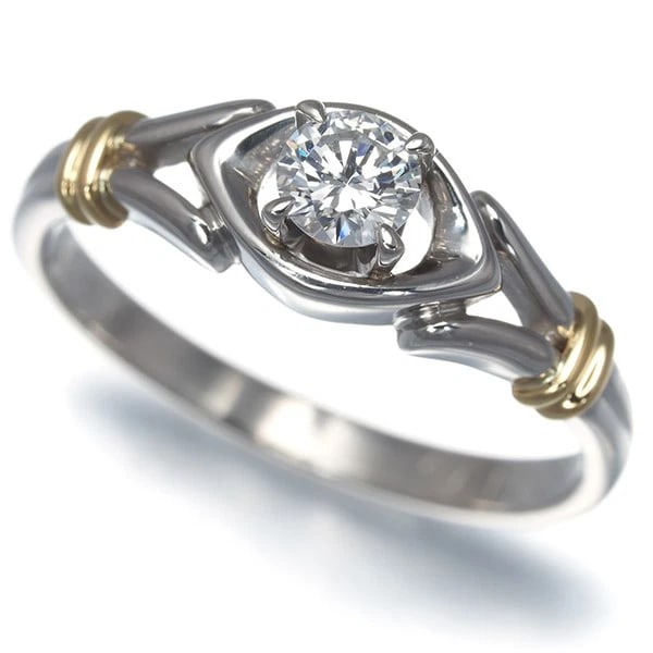 CHRISTIAN DIOR DIAMOND SOLITAIRE BICOLOR RING PT 900/18K YG: Christian Dior Diamond Solitaire Bicolor Ring Pt 900/18K YG Brand: Christian Dior Type/Style: Ring Material: Pt 900/18K YG, Main Stone Natural Color: YG Pt Size: US 5.25-5.5 Accessories: None