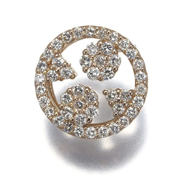 DIAMOND PAVED FLOWER PENDANT 18K 750 ROSE GOLD: Diamond Paved Flower Pendant 18K 750 Rose Gold Brand: Unbranded Type/Style: Pendant Material: 18K 750 Rose Gold, Main Stone Natural Color: Rose Gold Size: Design Size: Diameter Approximately 12.8 x