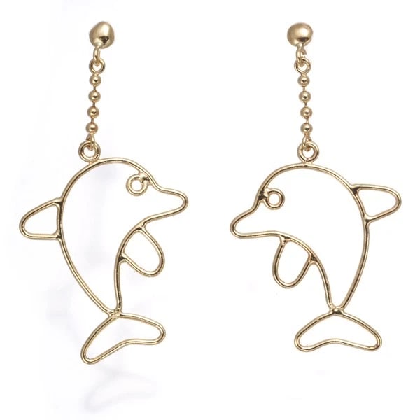 DOLPHIN EARRINGS 18K 750 YELLOW GOLD: Dolphin Earrings 18K 750 Yellow Gold Brand: Unbranded Type/Style: Earring Material: 18K 750 Yellow Gold, Color: Yellow Gold Size: Design size: 18.7 x 15.8mmEarring total length: 31.0mm Accessories: