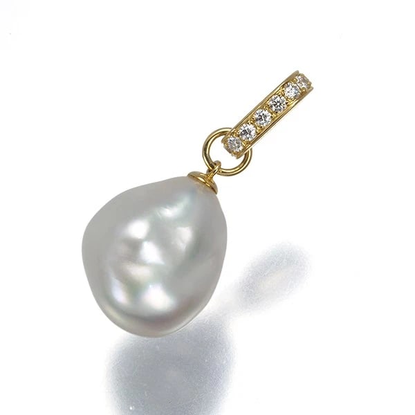 GIMEL BAROQUE SOUTH SEA PEARL DIAMOND SOLITAIRE PENDANT 18K YG: Gimel Baroque South Sea Pearl Diamond Solitaire Pendant 18K YG Brand: Gimel Type/Style: Pendant Material: 18K YG, Main Stone Cultured Color: Yellow Gold Size: Total length of the pendant including