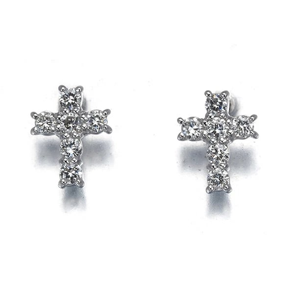 VENDOME DIAMOND CROSS EARRINGS 900 PLATINUM: VENDOME Diamond Cross Earrings 900 Platinum Brand: VENDOME Type/Style: Earring Material: 900 Platinum, Main Stone Natural Color: Platinum Size: Design size: 7.0 x 5.6mm Accessories: None Ac
