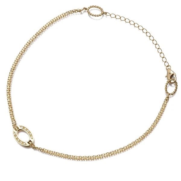 SJX DIAMOND OVAL ANKLET 18K 750 YELLOW GOLD: SJx Diamond Oval Anklet 18K 750 Yellow Gold Brand: SJx Type/Style: Anklet Material: 18K 750 Yellow Gold, Main Stone Natural Color: Yellow Gold Size: Inner circumference: 21 - 26cmDesign width: 9.0mm