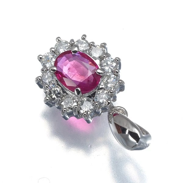 RUBY DIAMOND PENDANT 900 PLATINUM - 2