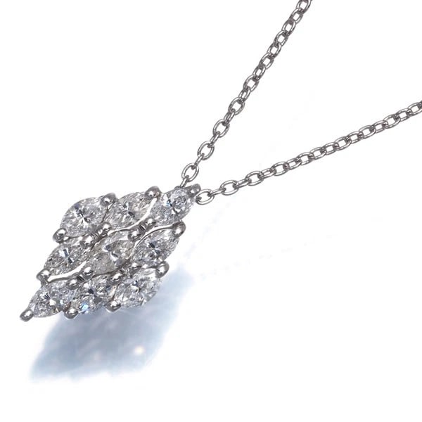 SUWA DIAMOND MARQUISE-CUT NECKLACE 950 PLATINUM: SUWA Diamond Marquise-cut Necklace 950 Platinum Brand: SUWA Type/Style: Necklace Material: 950 Platinum, Main Stone Natural Color: Platinum Size: Necklace length: 40 / 43cm Pendant size: 14.8 x 8.0mm 