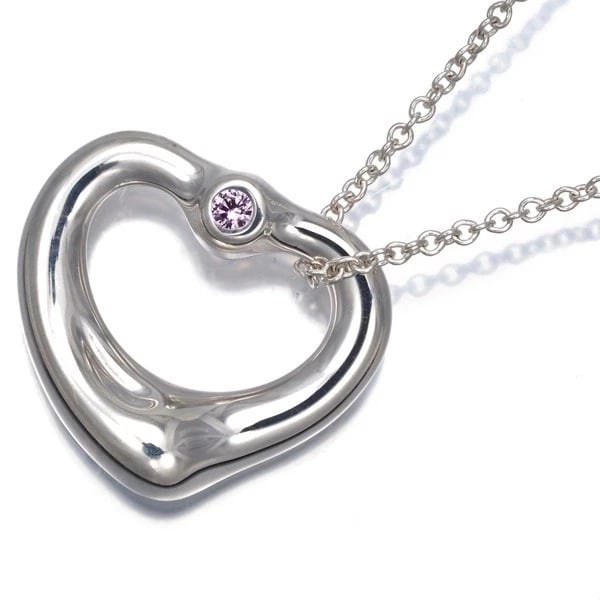 TIFFANY&CO. PINK SAPPHIRE OPEN HEART NECKLACE SILVER 925: Tiffany&Co. Pink Sapphire Open Heart Necklace Silver 925 Brand: Tiffany & Co. Type/Style: Necklace Material: Silver 925, Main Stone Natural Color: Silver Size: Necklace length: 39cm Pendant size: 14.7