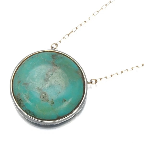 AGETE TURQUOISE CIRCLE NECKLACE 10K 416 YELLOW GOLD/SILVER (1 of 2)