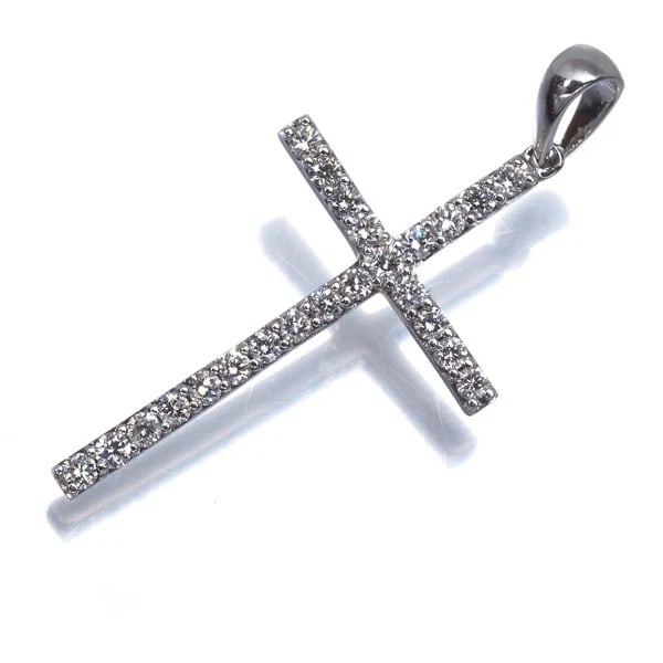 DIAMOND CROSS PENDANT 18K 750 WHITE GOLD: Diamond Cross Pendant 18K 750 White Gold Brand: Unbranded Type/Style: Pendant Material: 18K 750 White Gold, Main Stone Natural Color: White Gold Size: Design size: 25.3 x 15.4mmTotal length of the pen