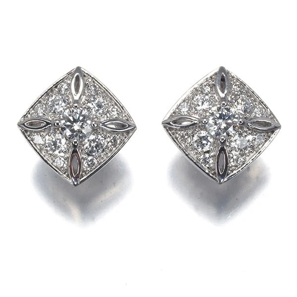 MONNICKENDAM DIAMOND EARRINGS 900 PLATINUM: MONNICKENDAM Diamond Earrings 900 Platinum Brand: MONNICKENDAM Type/Style: Earrings Material: 900 Platinum, Main Stone Natural Color: Platinum Size: Design size: 7.5 x 7.5mm Accessories: None