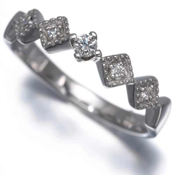 MICHEL KLEIN DIAMOND MILGRAIN RING 18K 750 WHITE GOLD (1 of 2)