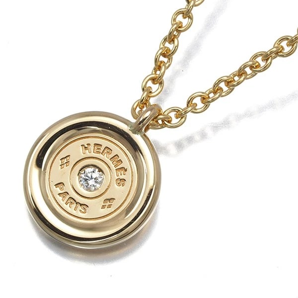 HERMES DIAMOND CLOU DE SELLE NECKLACE 18K 750 YELLOW GOLD: HERMES Diamond Clou de Selle Necklace 18K 750 Yellow Gold Brand: HERMES Type/Style: Necklace Material: 18K 750 Yellow Gold, Main Stone Natural Color: Yellow Gold Size: Necklace length: 38cm7Pendant si