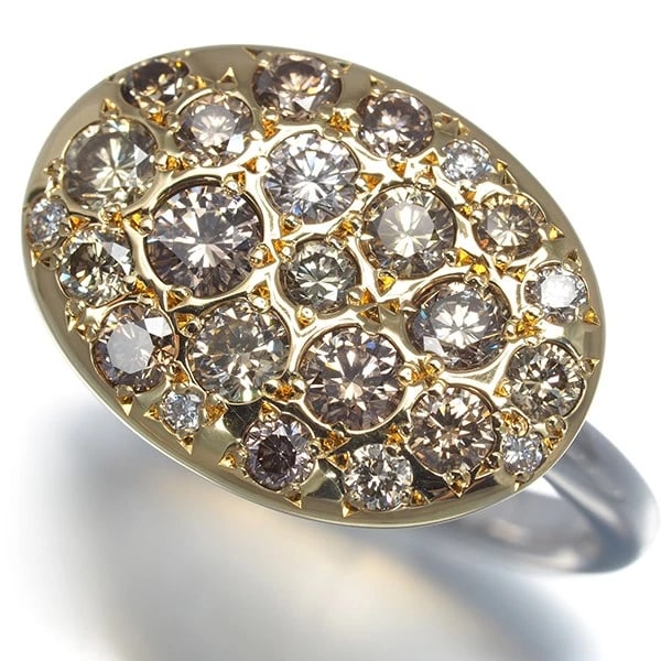 KASHIKEY DIAMOND MELANGE RING: KASHIKEY Diamond Melange Ring Brand: KASHIKEY Type/Style: Ring Material: 18K 750 Yellow White Gold, Main Stone Natural Color: YG WG Size: US 5.5-5.75 Accessories: None Accessories Notice: