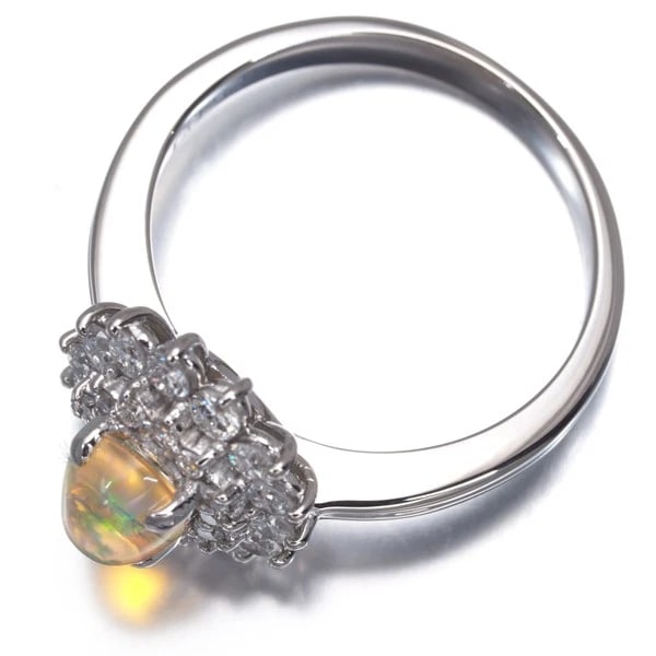OPAL DIAMOND CLASSIC RING 900 PLATINUM - 3