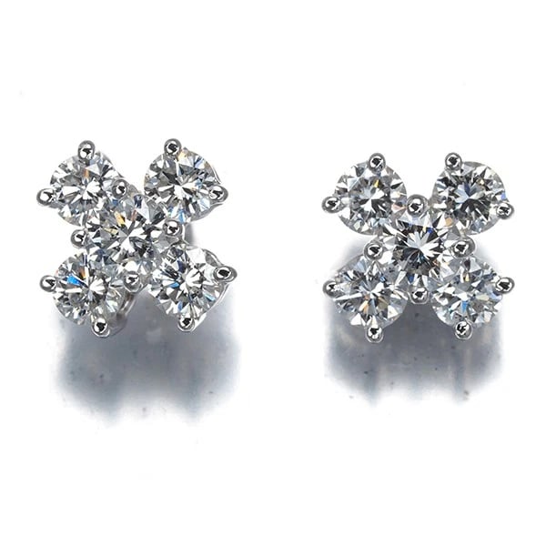 TIFFANY&CO. DIAMOND EARRINGS 18K WG/PLATINUM/PT 950: Tiffany&Co. Diamond Earrings 18K WG/Platinum/Pt 950 Brand: Tiffany & Co. Type/Style: Earring Material: 18K 750 Yellow White Gold, Main Stone Natural Color: YG WG Size: Design size: 7.9 x 7.9mm Acc
