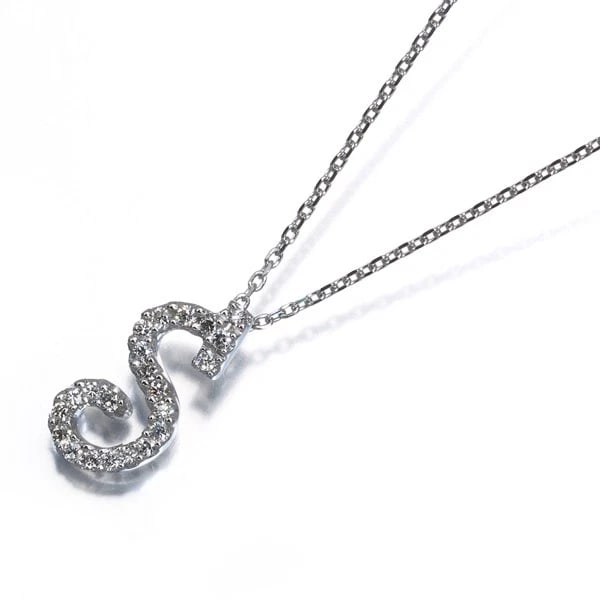 DIAMOND INITIAL ALPHABET S NECKLACE 900 850 PLATINUM: Diamond Initial Alphabet S Necklace 900 850 Platinum Brand: Unbranded Type/Style: Necklace Material: 950 Platinum, Main Stone Natural Color: Platinum Size: Necklace length: 45cmAdjUS table to short le