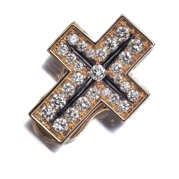 GEM CASTLE YUKIZAKI DIAMOND DOUBLE TOP CROSS PENDANT 18K RG: Gem Castle YUKIZAKI Diamond Double Top Cross Pendant 18K RG Brand: Gem Castle YUKIZAKI Type/Style: Pendant Material: 18K RG, Main Stone Natural Color: RG Size: Design size: 20.7 x 15.1mmBail inner dia
