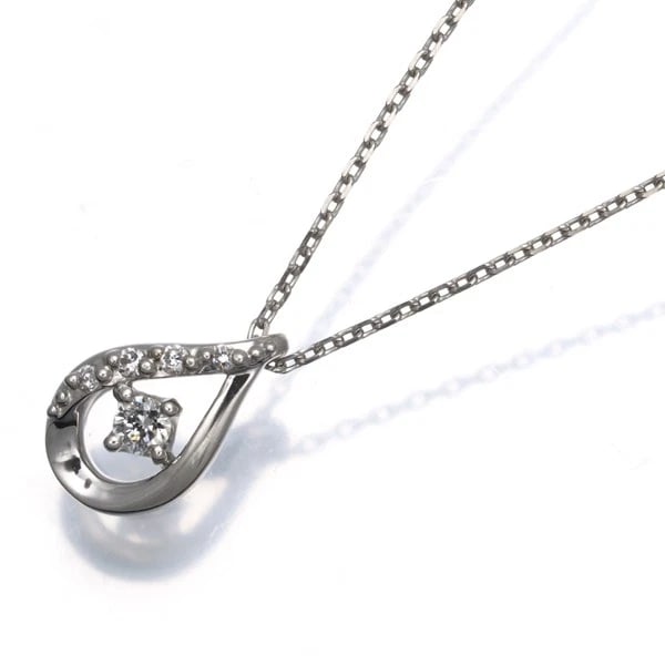 DIAMOND TEARDROP NECKLACE 850 PLATINUM: Diamond Teardrop Necklace 850 Platinum Brand: Unbranded Type/Style: Necklace Material: 18K 750 White Gold, Main Stone Natural Color: White Gold Size: Necklace length: 42cmAdjUS table to short length w