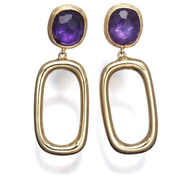 MARCO BICEGO AMETHYST EARRINGS 18K 750 YELLOW GOLD: MARCO BICEGO Amethyst Earrings 18K 750 Yellow Gold Brand: MARCO BICEGO Type/Style: Earrings Material: 18K 750 Yellow Gold, Main Stone Natural Color: Yellow Gold Size: Design size: 32.1 x 11.8mm Ac