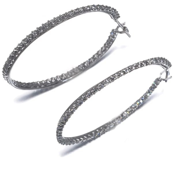 DIAMOND HOOP EARRINGS 18K 750 WHITE GOLD: Diamond Hoop Earrings 18K 750 White Gold Brand: Unbranded Type/Style: Earring Material: 18K 750 White Gold, Main Stone Natural Color: White Gold Size: Design size: length 40.7 x width 41.5 x thickness