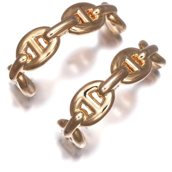 HERMES CHAINE D'ANCRE ENCHAINE EARRINGS 18K 750 ROSE GOLD: HERMES Chaine d'Ancre Enchaine Earrings 18K 750 Rose Gold Brand: HERMES Type/Style: Earring Material: 18K 750 Rose Gold, Color: Rose Gold Size: Design size: 26.6 x 6.9mm Accessories: None