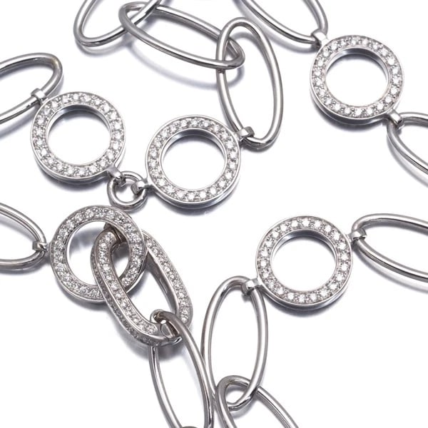 CHANTECLER DIAMOND OVAL LINK YDROP LONG CHAIN NECKLACE 18K WG: Chantecler Diamond Oval Link YDrop Long Chain Necklace 18K WG Brand: Chantecler Type/Style: Necklace Material: 18K WG, Main Stone Natural Color: White Gold Size: Necklace length: 62cmNecklace width: