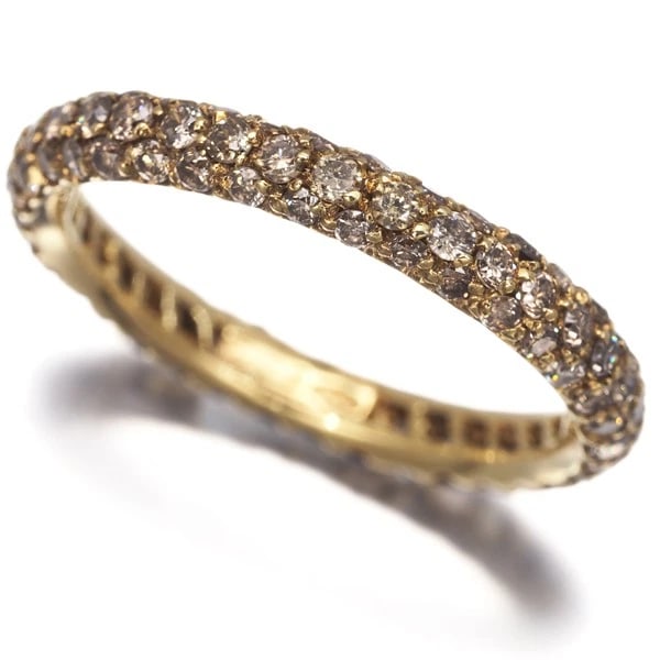 BROWN DIAMOND PAVED FULL ETERNITY RING 18K 750 YELLOW GOLD: Brown Diamond Paved Full Eternity Ring 18K 750 Yellow Gold Brand: Unbranded Type/Style: Ring Material: 18K/ 750 Yellow Gold, Main Stone Natural Color: Yellow Gold Size: US7.25 Accessories: None