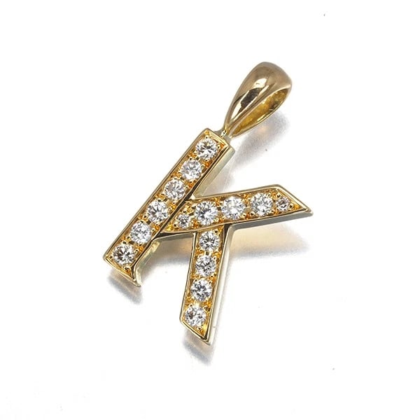 EYEFUNNY PENDANT DIAMOND ALPHABET INITIAL K 18K 750 YELLOW GOLD (1 of 3)