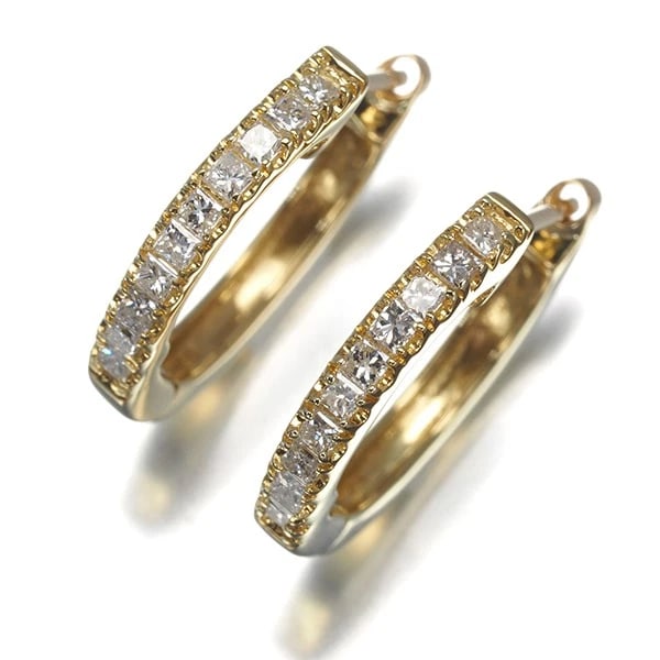 DIAMOND HOOP EARRINGS 18K 750 YELLOW GOLD (1 of 2)