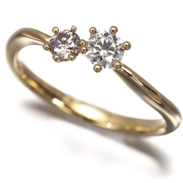 CLEAR&PINK DIAMOND RING 18K 750 YELLOW GOLD: Clear&Pink Diamond Ring 18K 750 Yellow Gold Brand: Unbranded Type/Style: Ring Material: 18K/ 750 Yellow Gold, Main Stone Natural Color: Yellow Gold Size: US5 Accessories: None Accessories