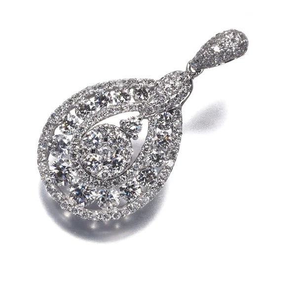DIAMOND PENDANT 18K 750 WHITE GOLD: Diamond Pendant 18K 750 White Gold Brand: Unbranded Type/Style: Pendant Material: 18K / 750 / White Gold, Main Stone Natural Color: White Gold Size: Design size: 26.2 x 13.6mm Bail inner diameter: 3.7