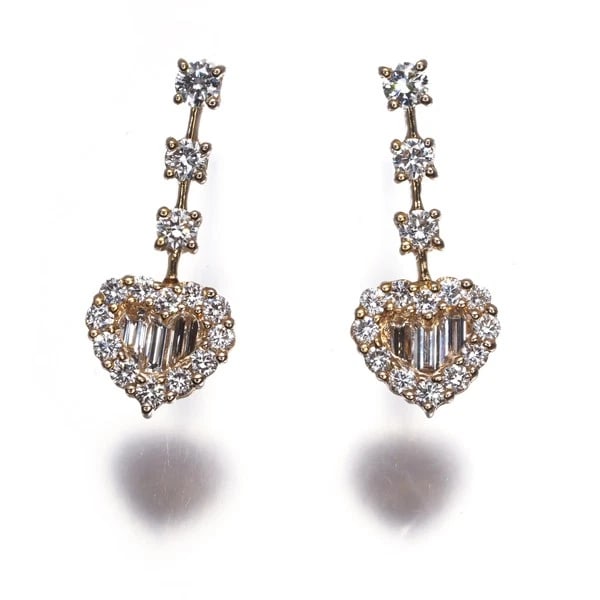 DIAMOND EARRINGS 18K 750 YELLOW WHITE GOLD: Diamond Earrings 18K 750 Yellow White Gold Brand: Unbranded Type/Style: Earrings Material: 18K / 750 / Rose Gold 18K / 750 / White Gold, Main Stone Natural Color: RG,WG Size: Design size: 20.8 x 8.7mm