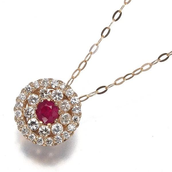 RUBY NECKLACE 18K 750 ROSE GOLD: Ruby Necklace 18K 750 Rose Gold Brand: Unbranded Type/Style: Necklace Material: 18K/ 750 Rose Gold, Main Stone Natural Color: Rose Gold Size: Necklace length: 45cm Pendant size: Diameter 8.7mm Acc